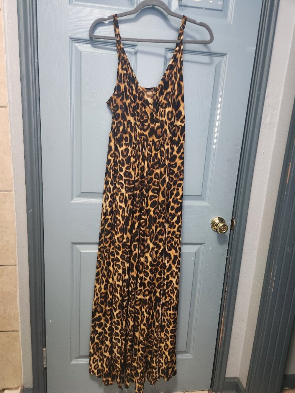 Leopard Print Sleeveless Maxi Dress – 3XL